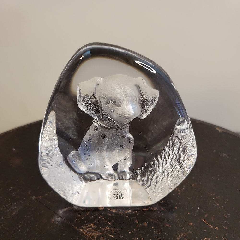 Mats Jonasson Lead Crystal Dog Dalmatian Sculpture Signed Numbered 3 1/2"